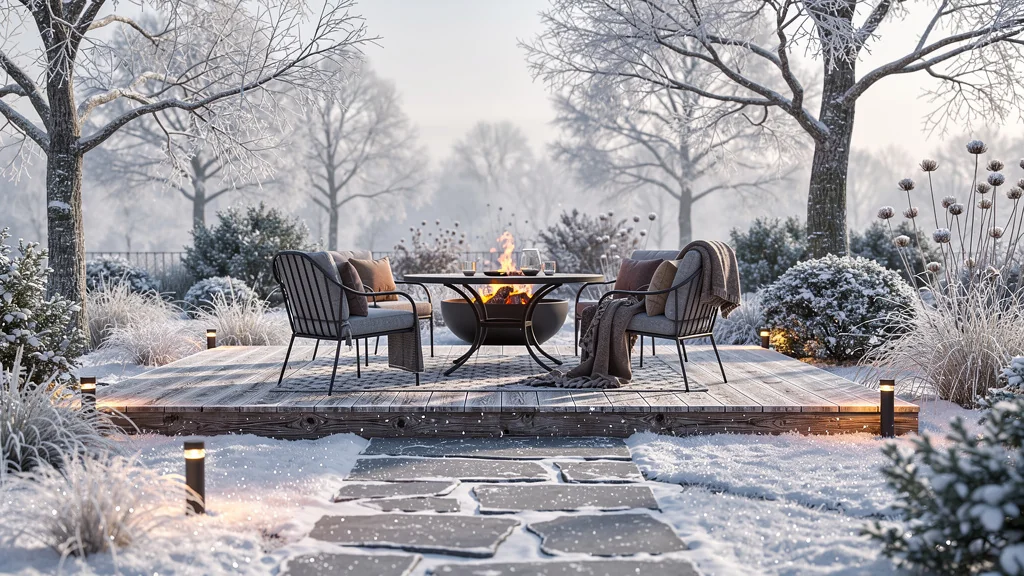 terrasse et jardin en hiver