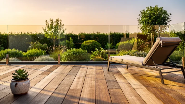 Terrasse moderne montrant les effets du fading thermique selon l'orientation des extérieurs