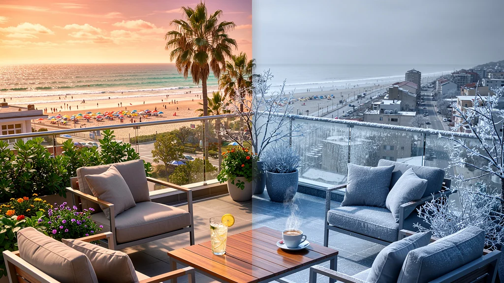 Différence de prix d’appartement avec terrasse entre haute saison estivale et basse saison hivernale