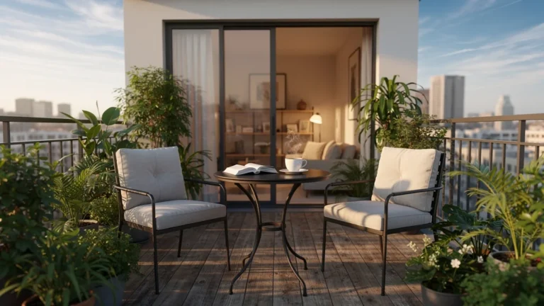 Terrasse de 12 m² lumineuse et accueillante influençant la décision d'achat immobilière
