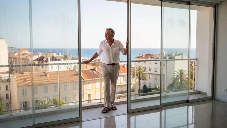 Loggia fermée à Nice montrée comme une terrasse, illustration réaliste d’un achat immobilier trompeur