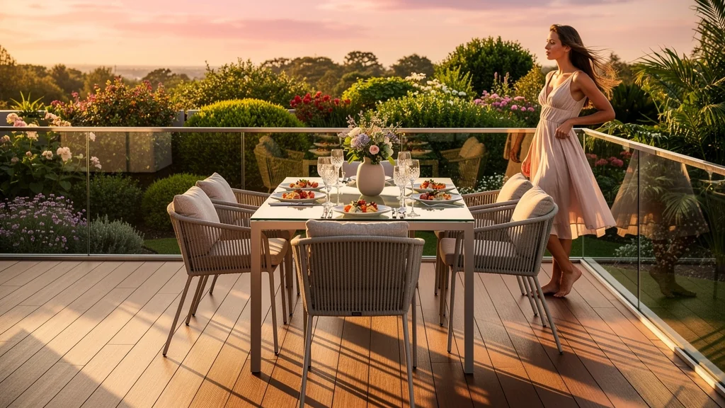 Terrasse moderne en bois mise en avant pour stratégie de vente immobilière attrayante