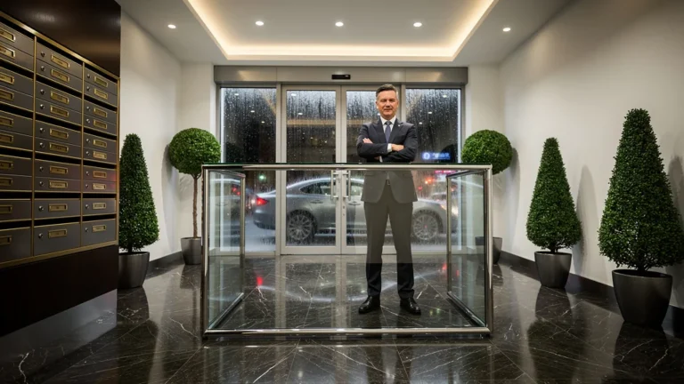 Hall d’immeuble moderne et bien tenu contrastant avec la gestion opaque des charges en copropriété