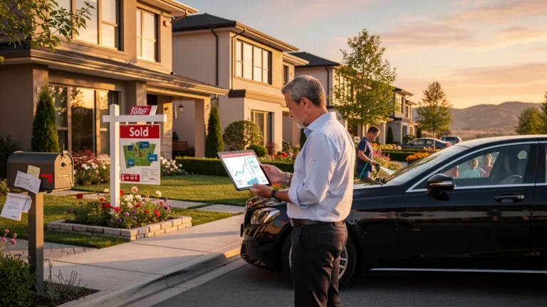 Homme réfléchissant aux délais de vente dans un quartier pour mieux négocier un prix immobilier